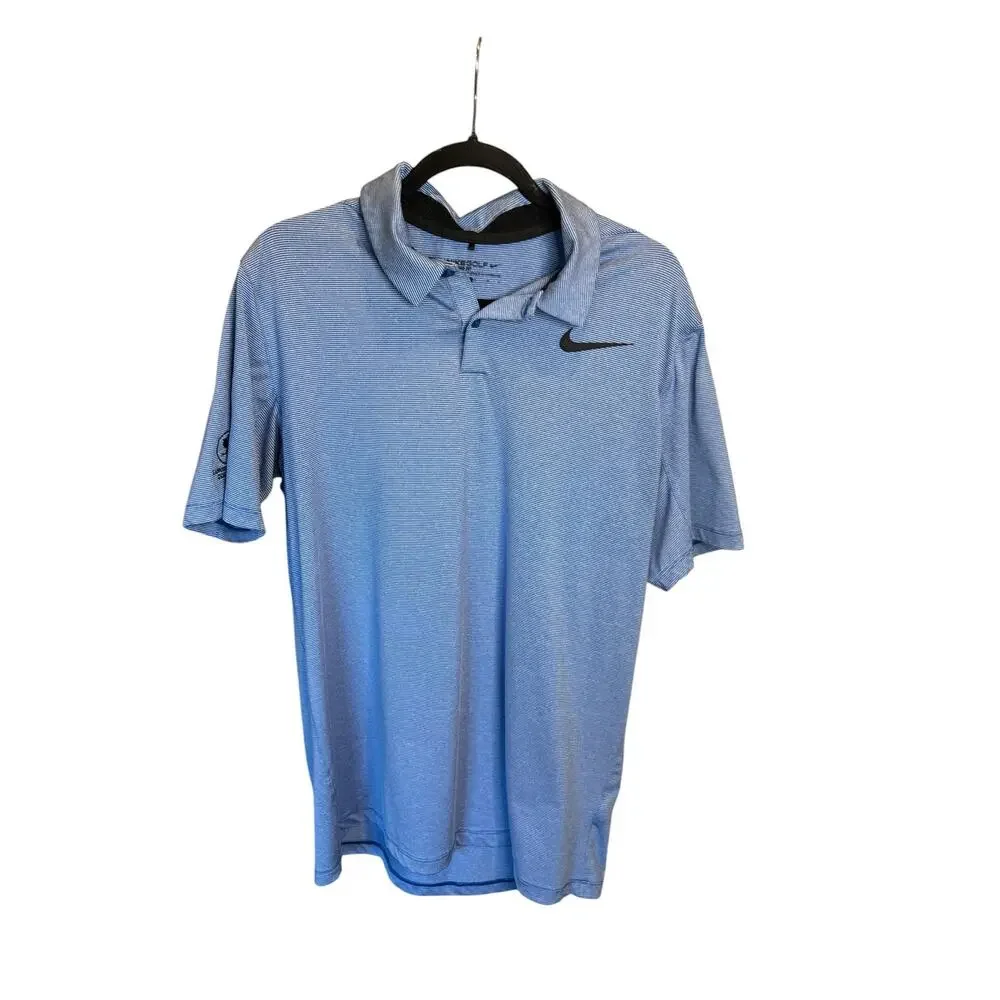 Nike Golf Dri-FIT Polo Shirt Men’s Large Blue Striped Langdon Farms Golf Club